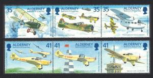 Alderney Birth Cent of Tommy Rose aviator 6v 2 Strips SG#A78-83