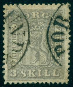 NORWAY #7 (7) 3sk gray, used, small thin otherwise VF, Facit $495.00