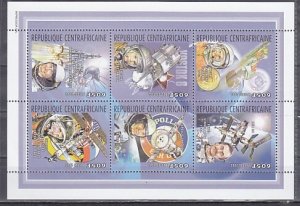 Central Africa, Scott cat. 1442 a-f. Space-Russian Cosmonauts sheet. ^