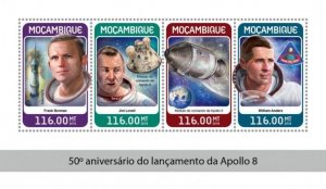 Mozambique - 2018 Apollo 8 Launch - 4 Stamp Sheet - MOZ18308a