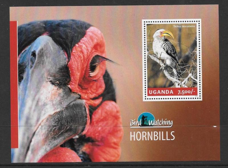 UGANDA 2014 HORNBILLS M/S MNH