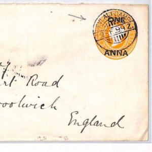 INDIA GB MILITARY QV Cover *DEVLALI CAMP* 1899 CDS Sea Post Office Woolwich PJ7