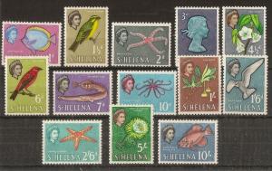 St Helena 1961-65 Definitives to 10/- SG176-188 Mint Cat£50