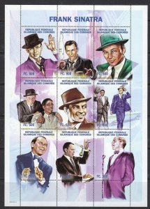 Comoro Is 839 MNH 1998 Frank Sinatra sheet of 9 (BB)(ad4725)