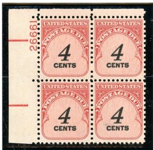 US  J92  Postage Due 4c - Plate Block of 4 - MNH - 1959 - 26661 UL