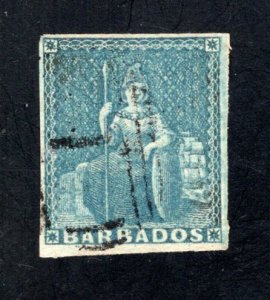 Barbados #2   VF, Used, Imperf., CV $80.00  ..... 0480002