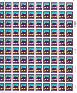 3467 MNH,  $21c. Bison, Full Sheet,  Free Insured Shipping