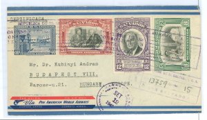 Salvador, El  1949 FDR Reg Air Pan AM Stationery to Budapest via NY