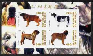 Burundi 2010 Dogs #7 imperf sheetlet containing 4 values ...