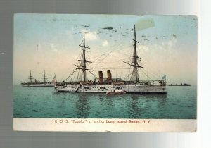 1909 Vancouver BC Canada postcard Cover USS Topeka in Long Island Sound ship