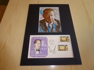 Dag Hammarskjold UN Art Postcard and 1962 USA FDC mount matte size A4