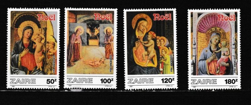 Zaire # 1237-1240, Christmas, Paintings by Fra Angelico Mint NH, 1/2 Cat