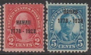 U.S. Scott #647-648 Hawaii Overprint - Washington Roosevelt Stamp - Mint NH Set