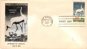 #1098 Wildlife Conservation – Whooping Cranes – LOUIS SCHER Cachet  