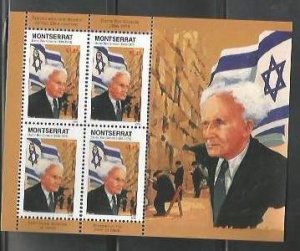 MONTSERRAT - 1998 - David Ben Gurion - Perf 4v Min Sheet - Mint Never Hinged