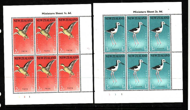 New Zealand-Sc#B57a-58a-two Unused NH sheets-Birds-Gray Teal-id#4-1959-