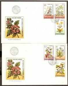 Romania 1993 Medicinal Plants, Flower, Tree, Health 2 FDCs Set  # A01378