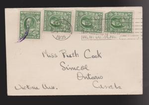 NEWFOUNDLAND Cover St. Johnss To Simcoe Slogan Cancel - 1 Stamp Damaged