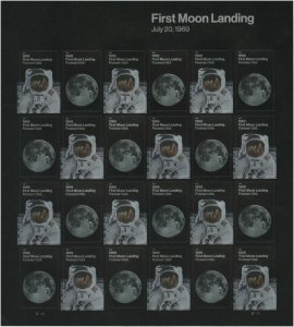 US 5399-5400 5400a 1969 First Moon Landing forever sheet (24 stamps) MNH 2019 