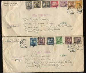 Canal Zone 94 & 95 Featured on 2 Registered Airmail United Fruit Co Covers P4061