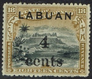 LABUAN 1904 PICTORIAL 4 CENTS ON 18C PERF 13.5 - 14