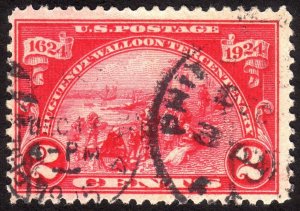 1924, US 2c, Walloons Landing, Used, Sc 615