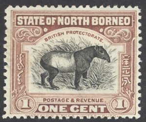 North Borneo Sc# 136b perf 13½ MH 1909-1922 1c Malayan Tapir