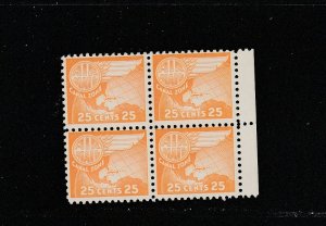 Canal Zone  Scott#  C30  MH Block of 4 (1958 Globe and Wing)