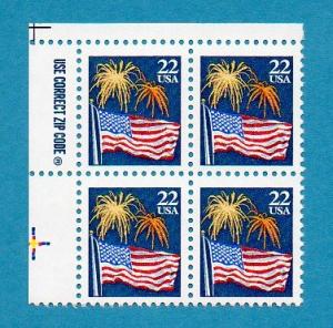 Scott #2276 22c Flag Use Correct Zip Code UL Block Mint NH