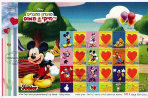 ISRAEL 2016 DISNEY MICKEY MOUSE FRIEND's CLUB MY STAMP SHEET FDC