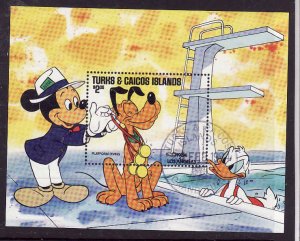 Turks & Caicos Is.-Sc#628-used sheet perf 14-Disney-Pluto-1984-