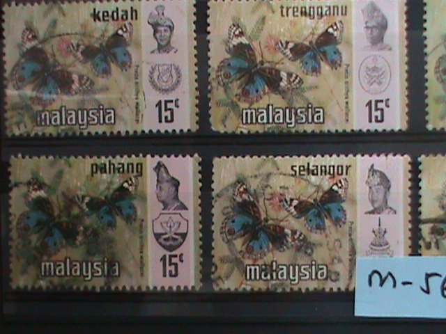 ​MALAYSIA-1965-VERY OLD LOVELY BUTTERFRIES USED 12 STAMPS-#M56 -VERY FINE