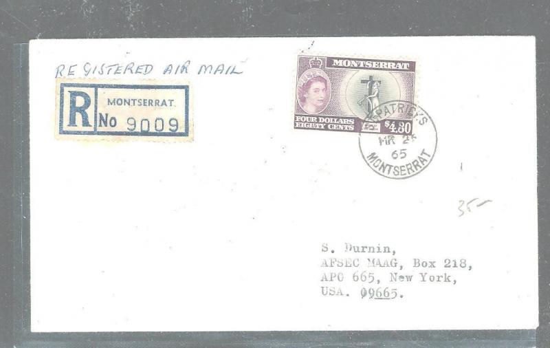 MONTSERRAT  (P2903B) QEII $1.20 REG COVER FROM ST PATRICKS 1965 TO USA