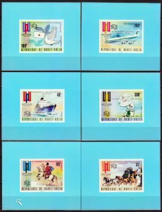 Upper Volta 1974 SHIP/AIRCRAFT/BIRD/SPACE/UPU CENTENARY 5 DELUXE SOUVENIR SHEETS