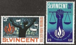 St Vincent 262-263, mint, hinged complete set. 1968. (S1304)