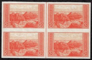 US. Sc 757. Block of 4. With vertical line. No gum as issued.  (g757b4vl)