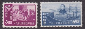 Ryukyu Islands # 27-28, Comodore Perry's Arrival, Hinged, 1/3 Cat.