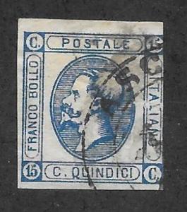 Italy Scott 23 Used 15c King Victor Emmanuel II Imperf 2018 CV $11.50