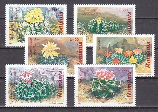 Romania, Scott cat. 4160-4165. Cacti Flowers issue.