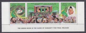 1979 Libya 759-761strip+Tab Green Book is guide of Humanity for final release