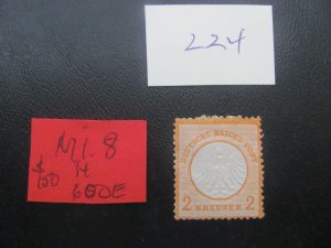 Germany 1872 HINGED  MI.8  SHIELD VF 600 EUROS (224) 2 PICTURES