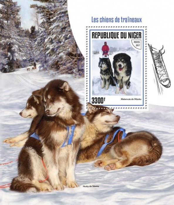 NIGER - 2017 - Sledge Dogs - Perf Souv Sheet - Mint Never Hinged