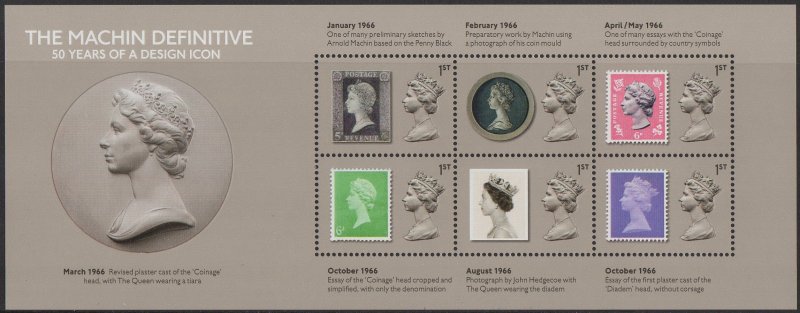 GB, (MS124) 2017 SGMS3964 Mini Sheet (No B/Code) 50 YRS OF A DES/ICON, Mint (NH)