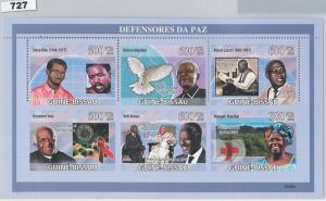 GUINEA BISSAU - ERROR, 2009 MISSPERF SHEET: PEACE NOBEL PRIZE, MANDELA, K. ANNAN