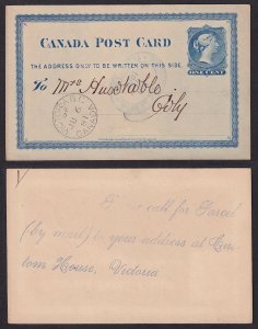 Canada - 1871 - Unitrade #UX1 - used postcard - VICTORIA B.C. split ring pmk