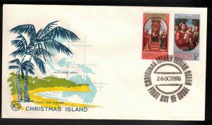 CHRISTMAS ISLAND FDC - Christmas 1970 WCS Cachet - Embossed