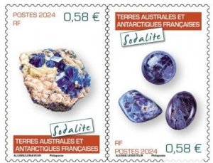 TAAF France 2024 Sodalite minerale strip of 2 stamps MNH