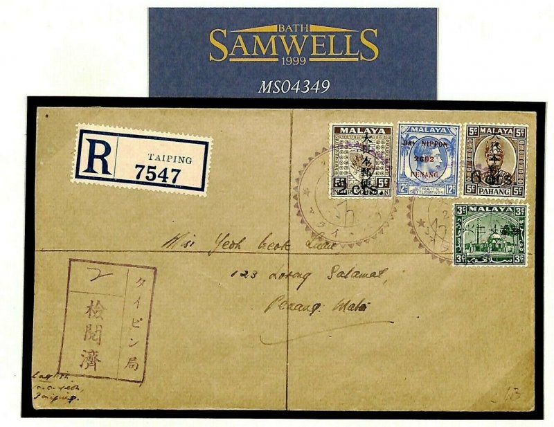 Malaya WW2 JAPANESE OCCUPATION Perak Cover Registered *Taiping* Penang MS4349