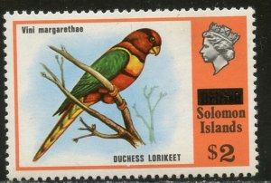 SOLOMON IS. Sc#310 1975 $2 Lorikeet Bird Overprinted OG Mint NH