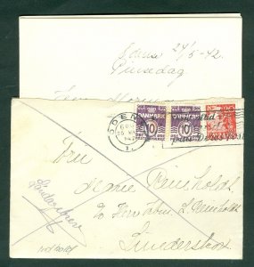 Denmark. 1942. Cover Sunday Letter With Content. 2 x 10 Ore + 20 Ore Ship.